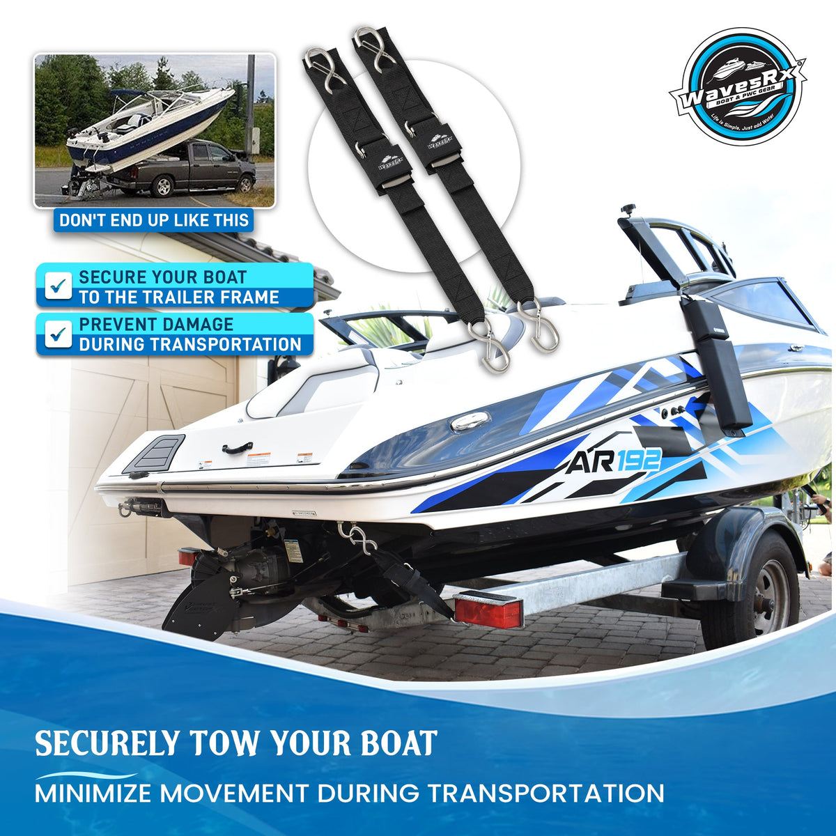 48" TRANSOM STRAPS SS