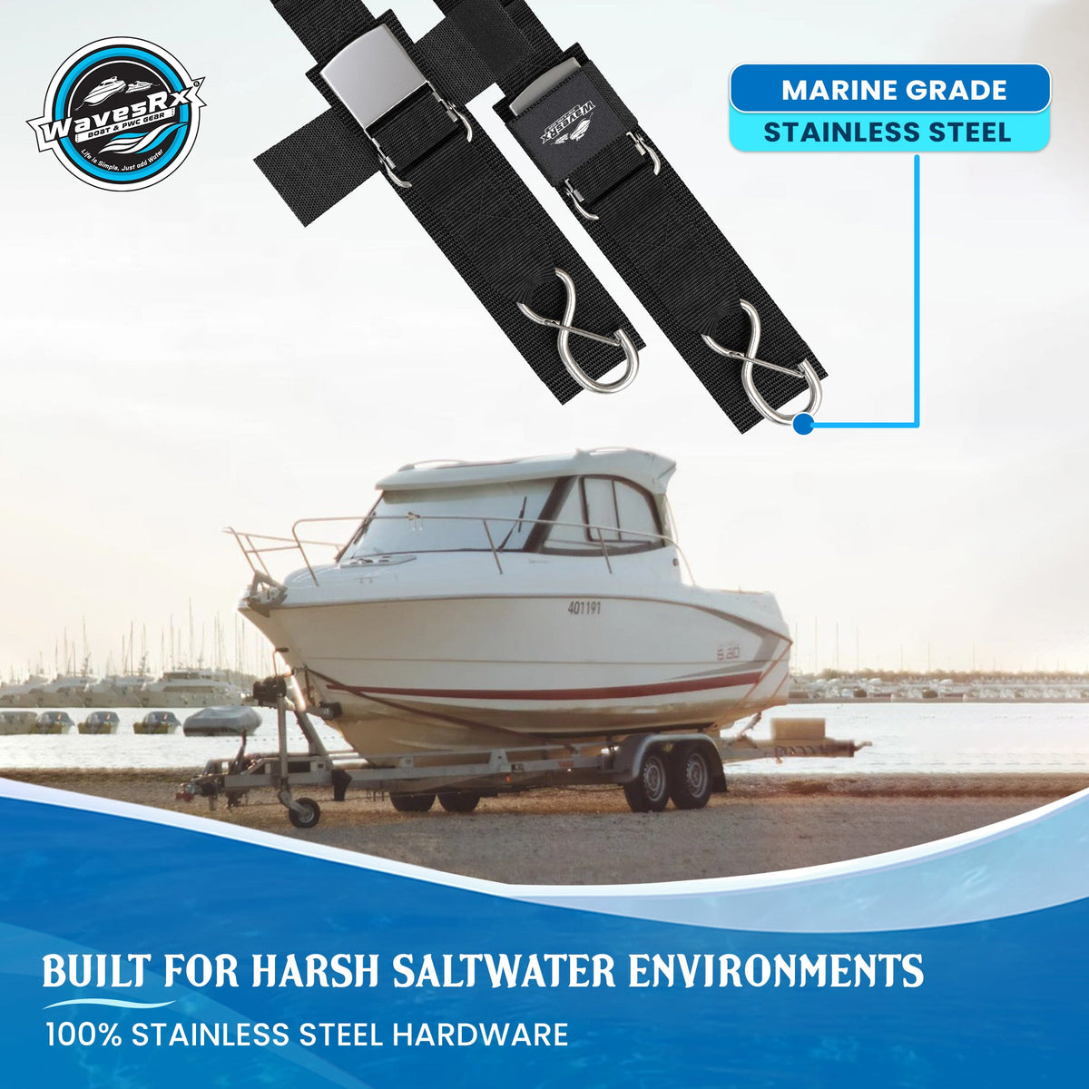 48" TRANSOM STRAPS SS