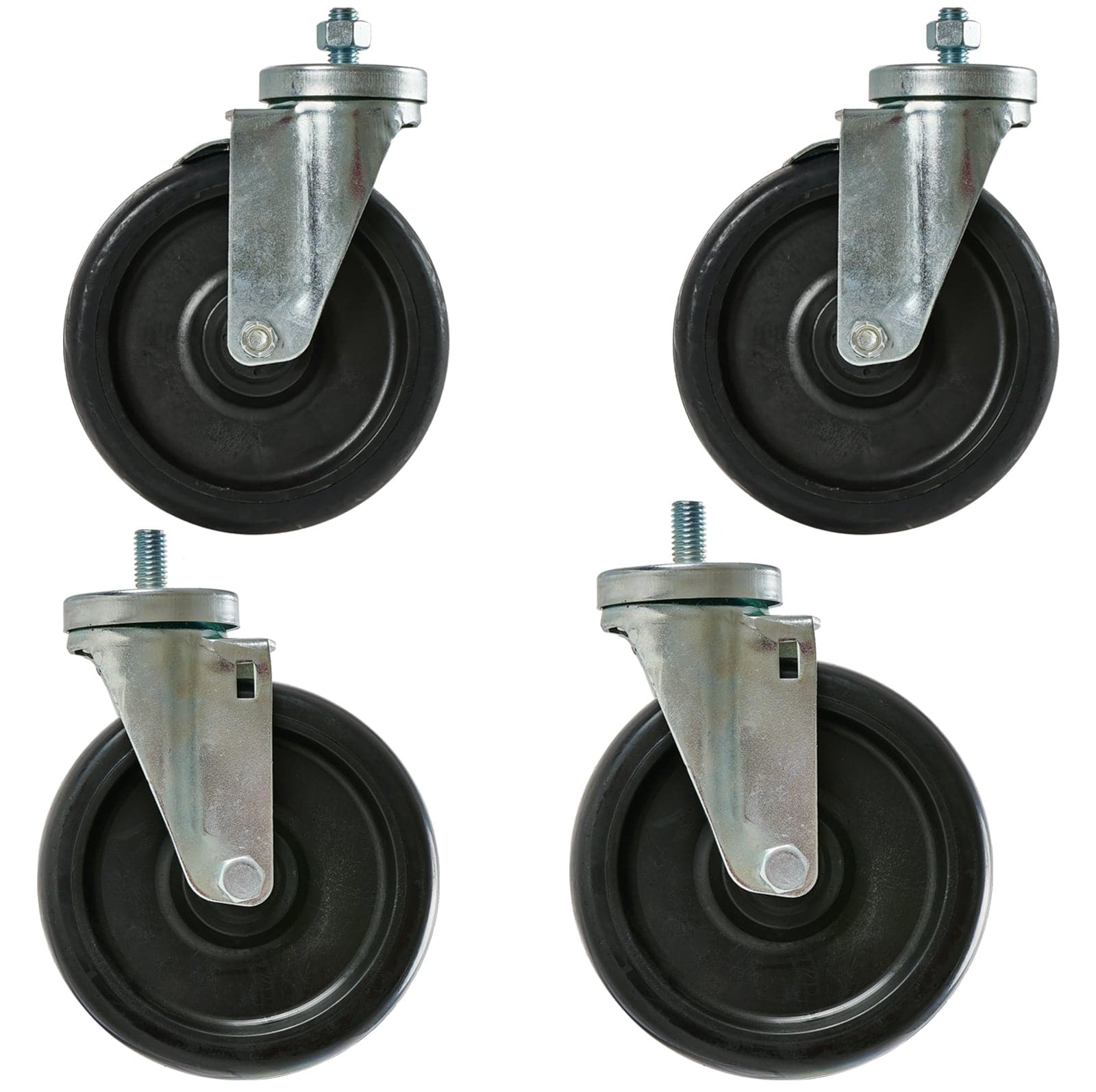6" Caster Swivel Kit with M12 X 1.75 Bolts “ 2 Brake & 2 Non-Brake