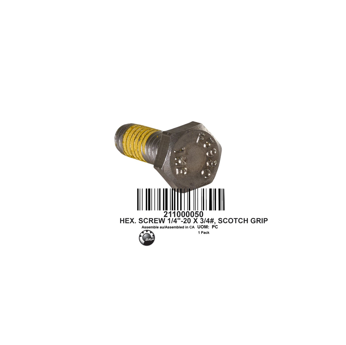 HEX.SCREW 1/4&quot;-20X3/4&quot; SCOTCH GRIP