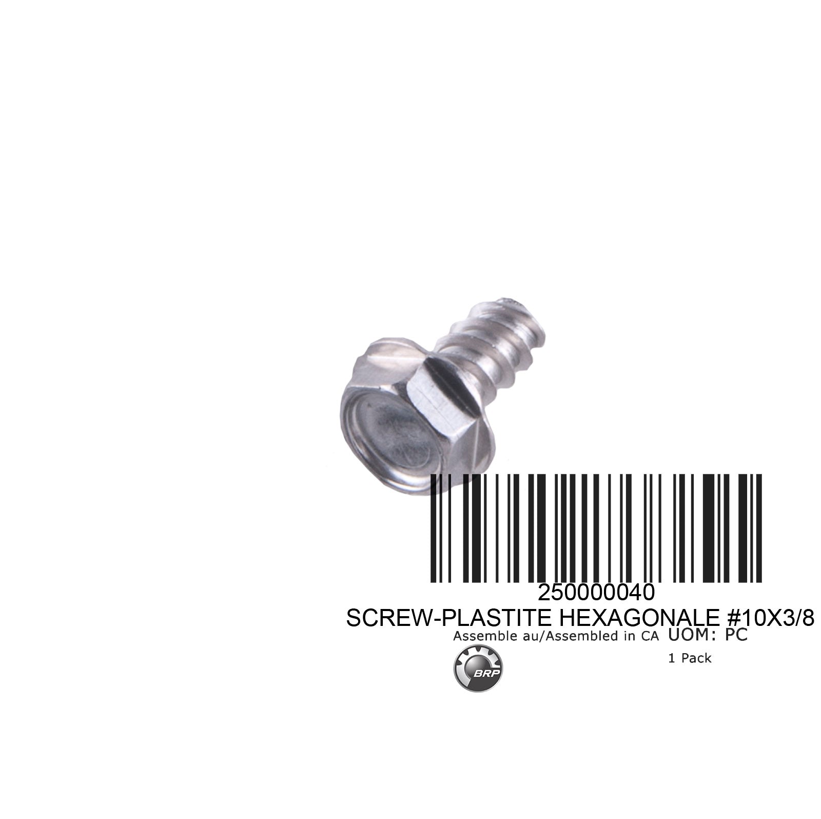 SCREW-PLASTITE HEXAGONALE #10X3/8