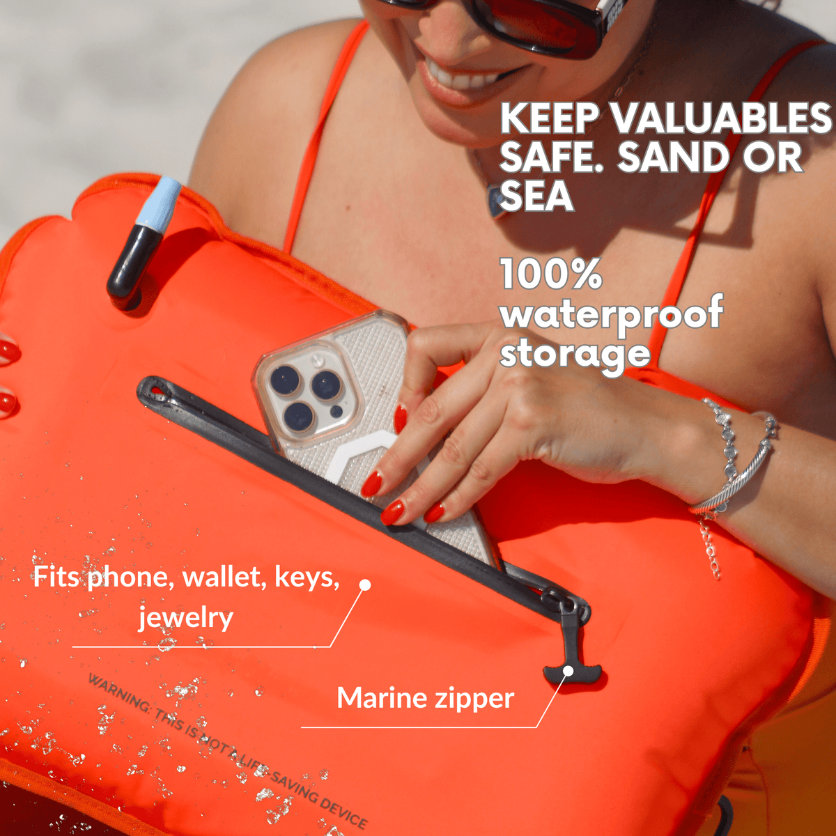 3-in-1 Inflatable Beach Pillow, Waterproof Dry Bag &amp; Swim Buoy