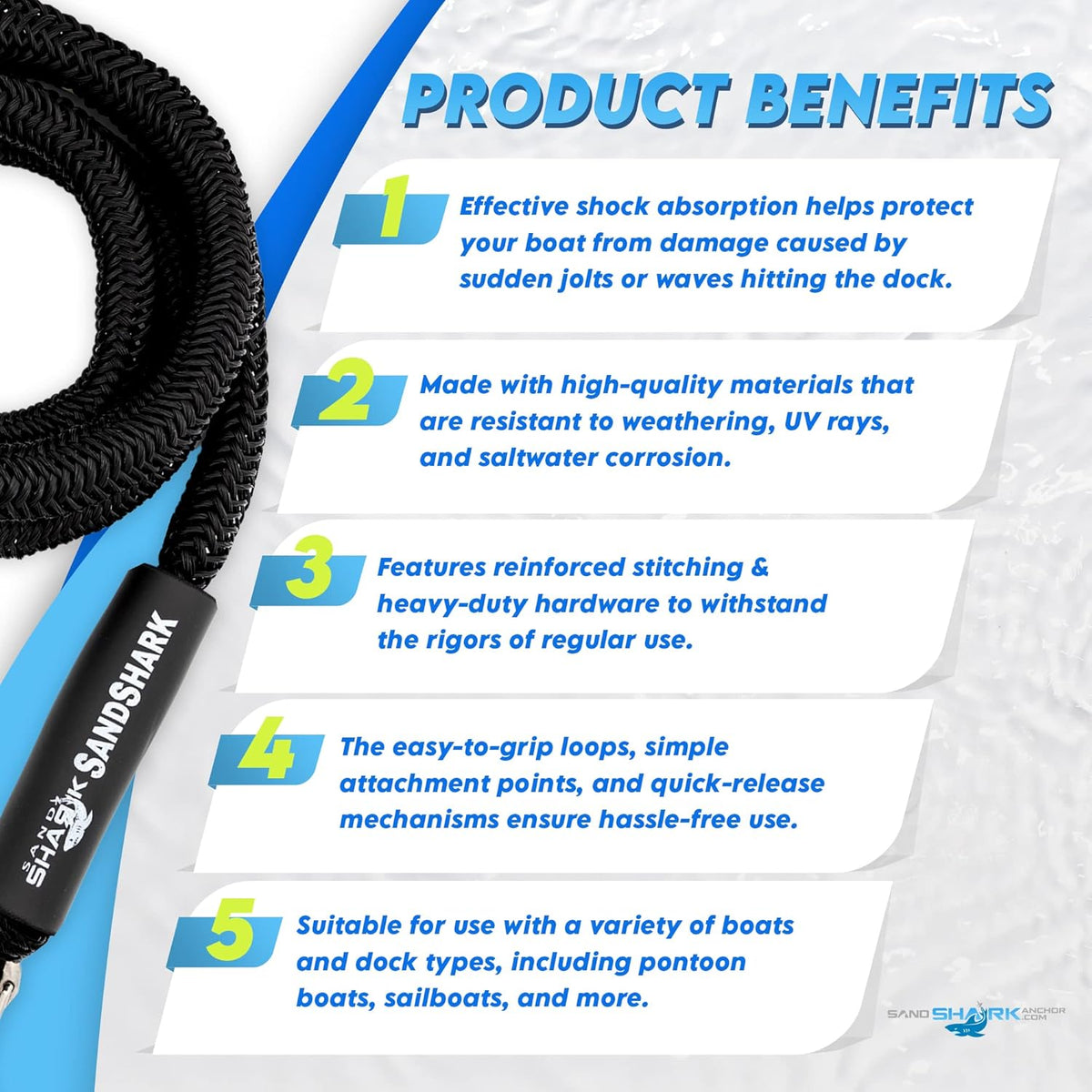 6-9 ft Bungee Dock Line  - The Ultimate Docking Solution for Your Watercraft