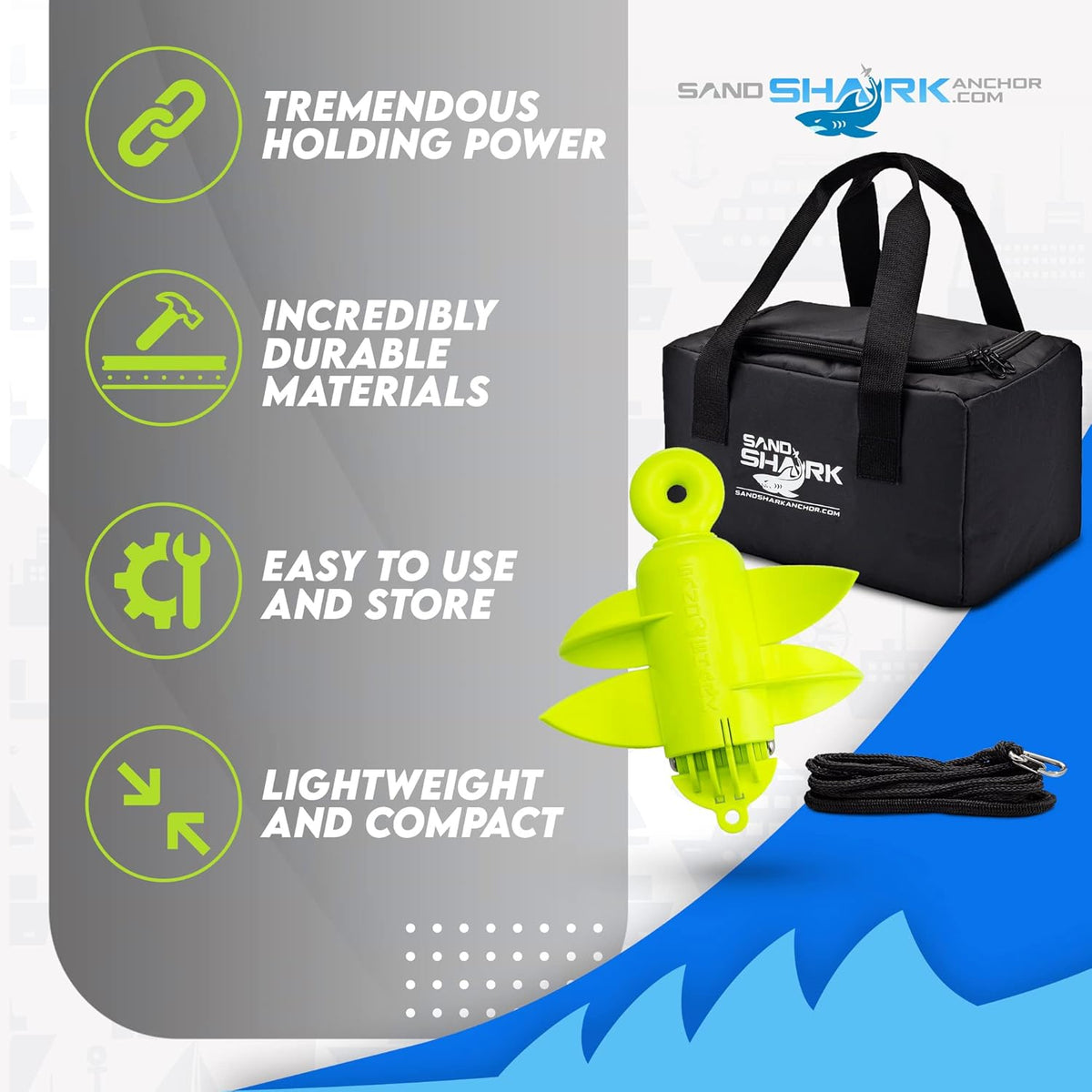 JAWS Anchor – Kayaks, Jet Skis, and Small Boats (Anchor, Line, Case)