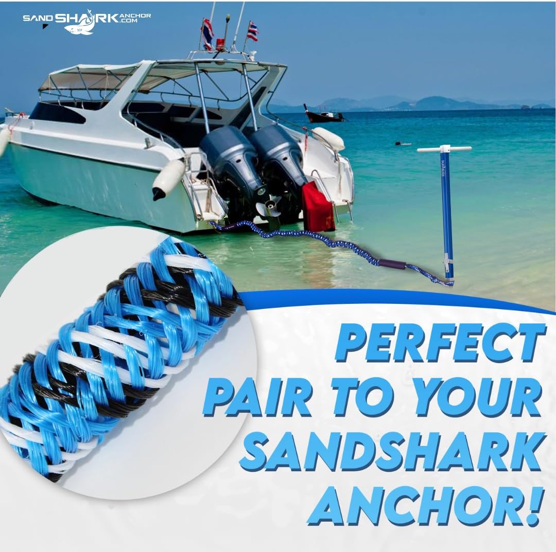 7-14ft Bungee Dock Line, Anchor Line, by Sandshark – Perfect Docking Solution for Boats &amp; Jet Skis