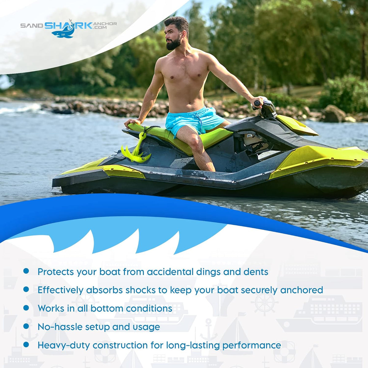 JAWS Anchor – Kayaks, Jet Skis, and Small Boats (Anchor, Line, Case)