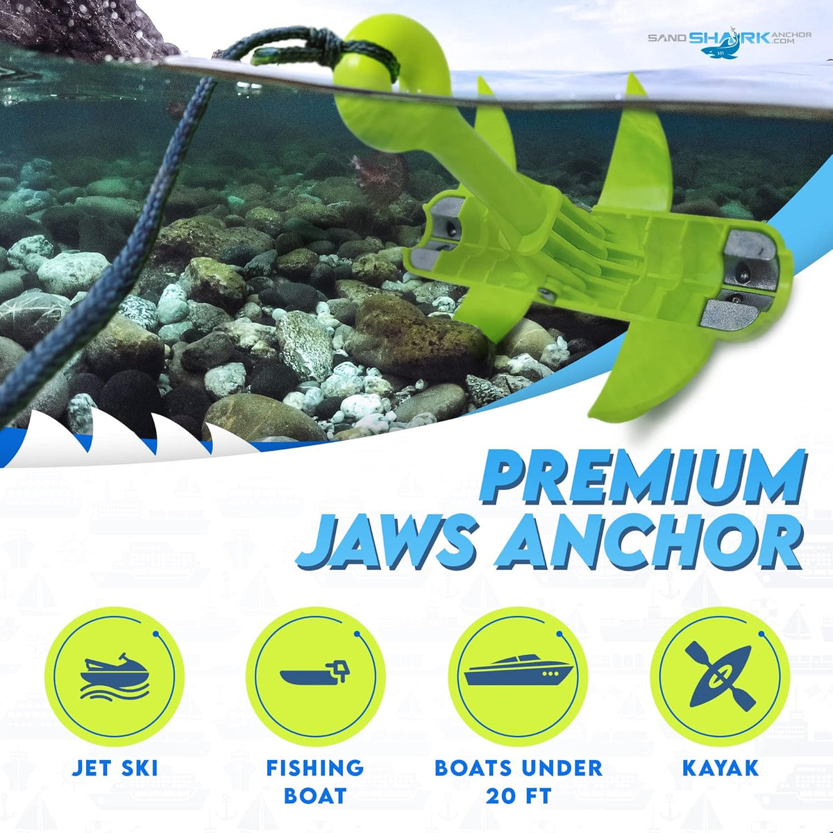 JAWS Anchor – Kayaks, Jet Skis, and Small Boats (Anchor, Line, Case)