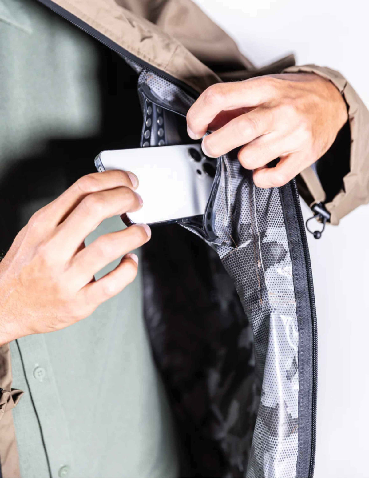 Waterproof Rain Jacket With A Waterproof Pocket