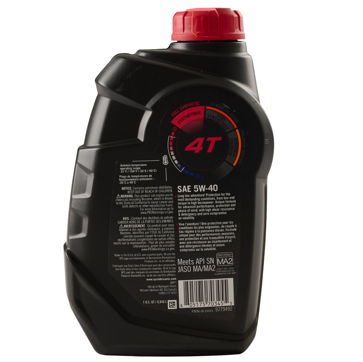9779492 SEMI SYN 5W40 OIL 4T BLEND QUART SS