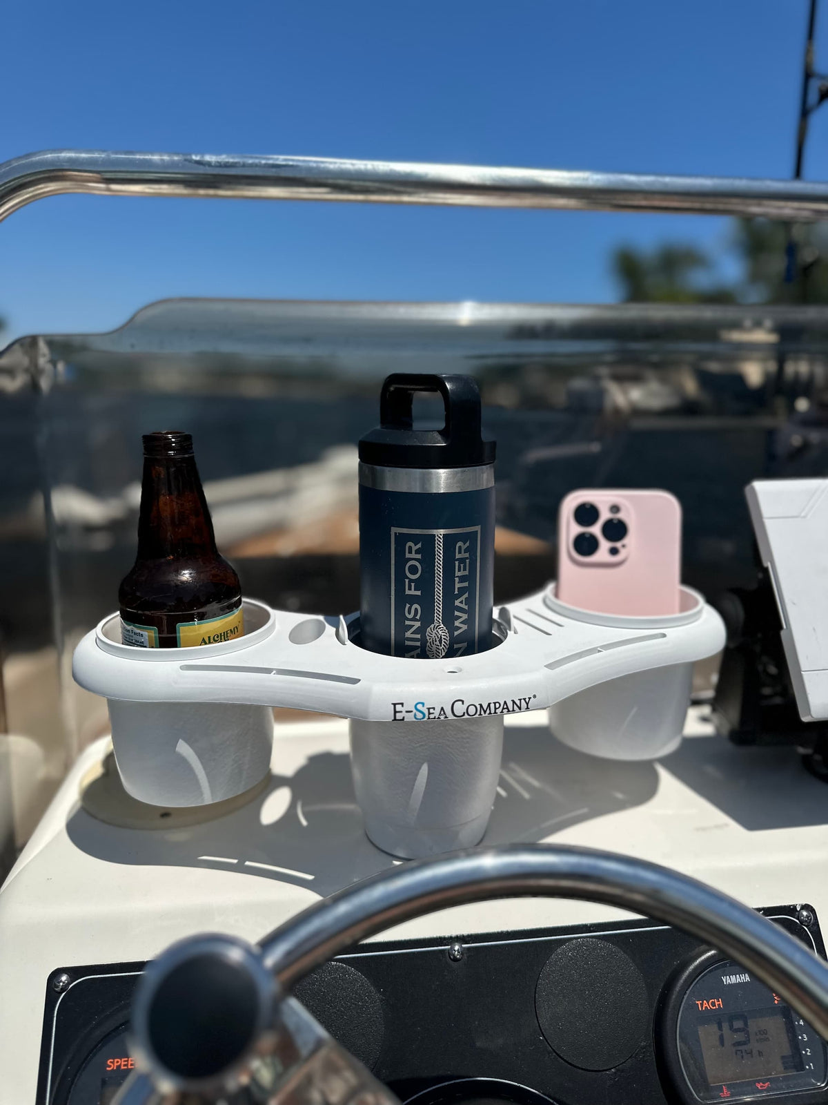 E-Sea Caddy Pro - Suction Mounted Drink Holder-White