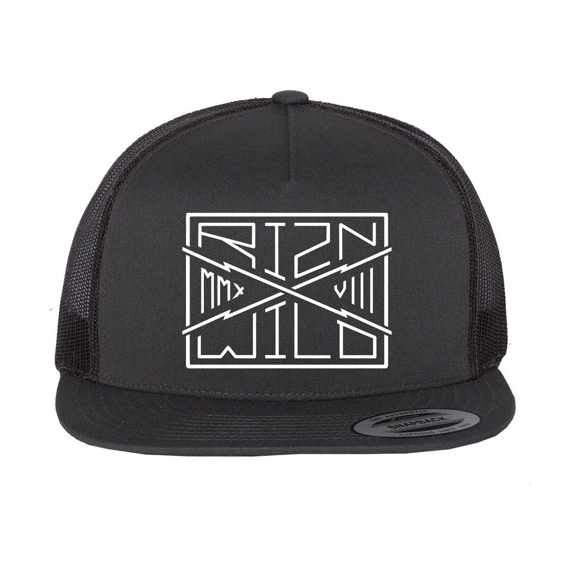 PARALLEL FLAT BILL TRUCKER HAT IN BLACK