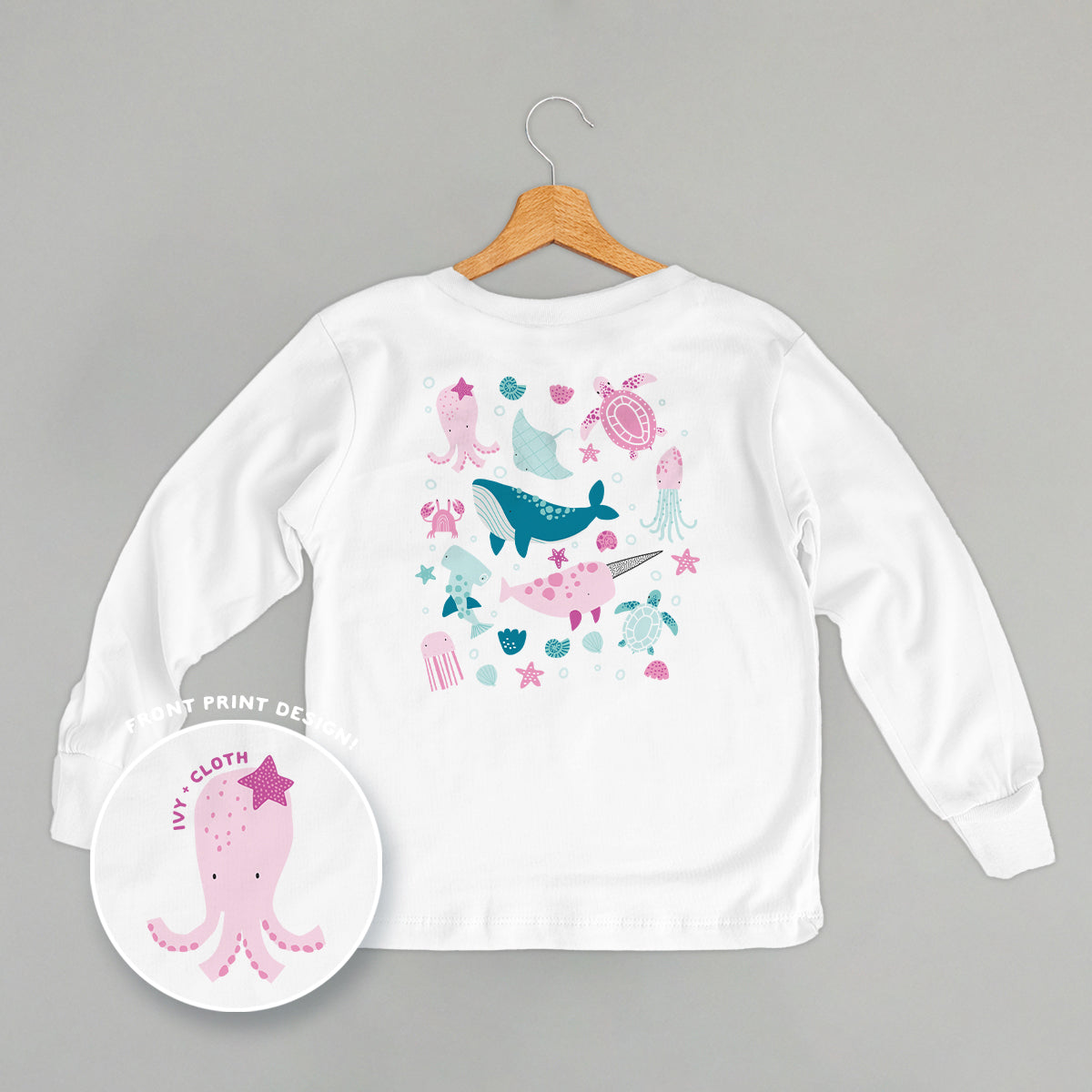 Pink Sea Animal Doodles (Kids Back Print)
