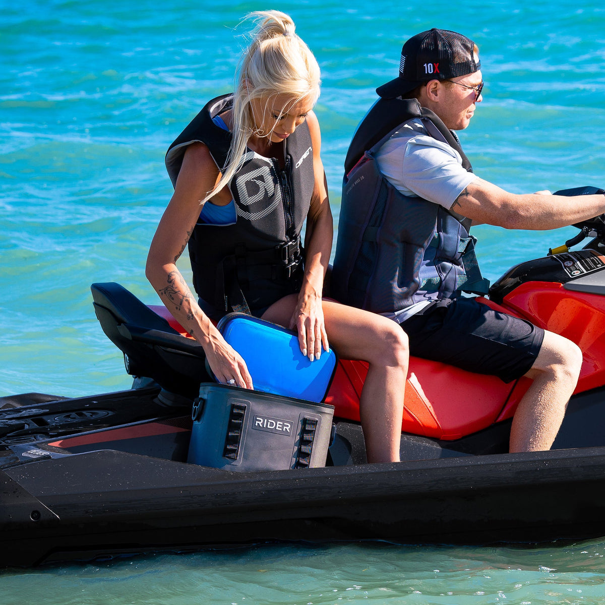 Rider PWC Coolers Jet Ski Coolers Set of 2 Black/Green RC101