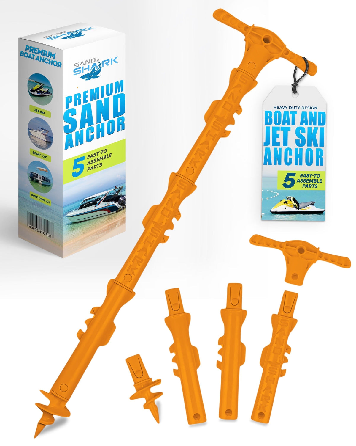 Sport Anchor - Shallow Water Anchor Pole for Boats and PWC. Easy Storage, High-Strength ABS (4&#39; tall)