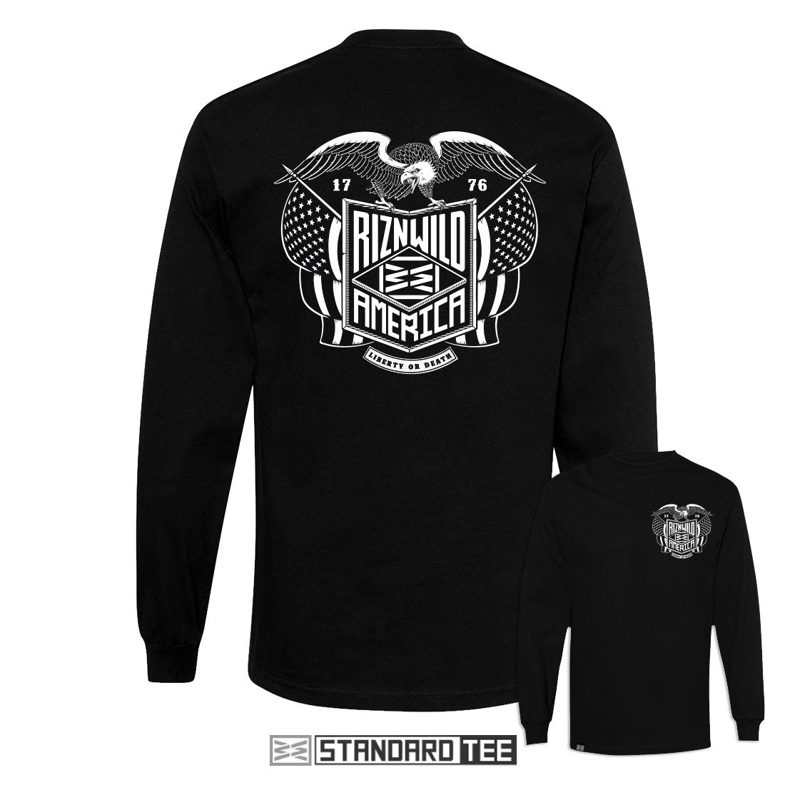 EAGLE MENS LONG SLEEVE STANDARD TEE IN BLACK