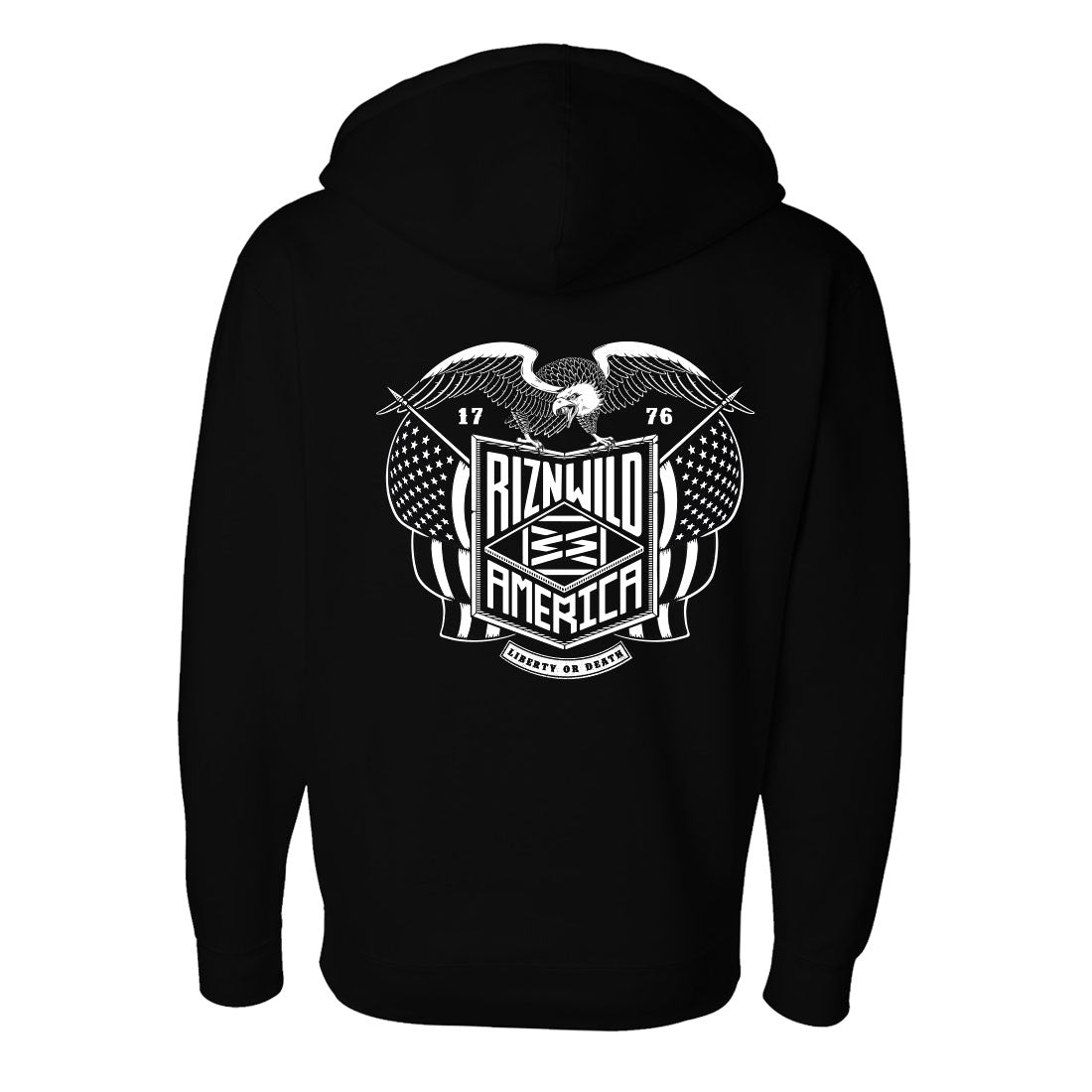 EAGLE MENS HEAVYWEIGHT PULLOVER HOODIE IN BLACK