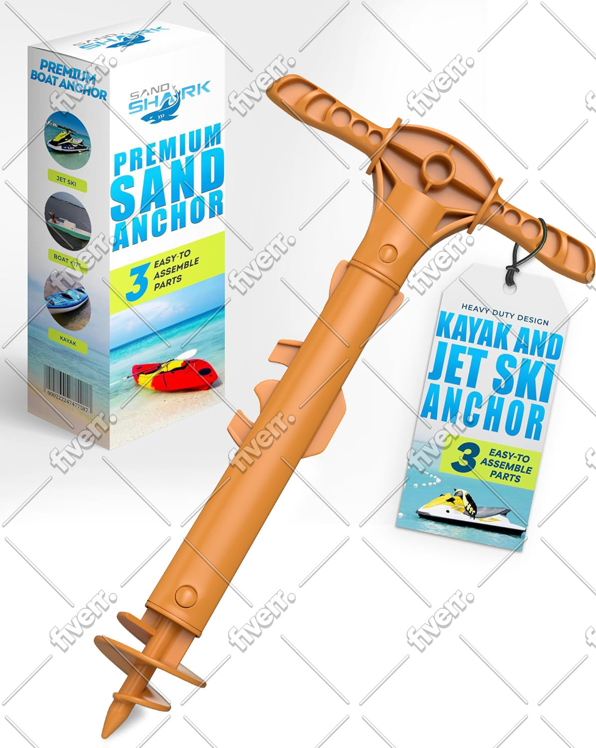 Sport Anchor - Shallow Water Anchor Pole for Boats and PWC. Easy Storage, High-Strength ABS (4&#39; tall)