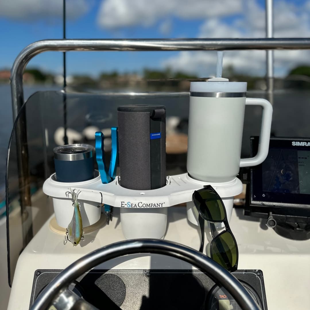 E-Sea Caddy Pro - Suction Mounted Drink Holder-White