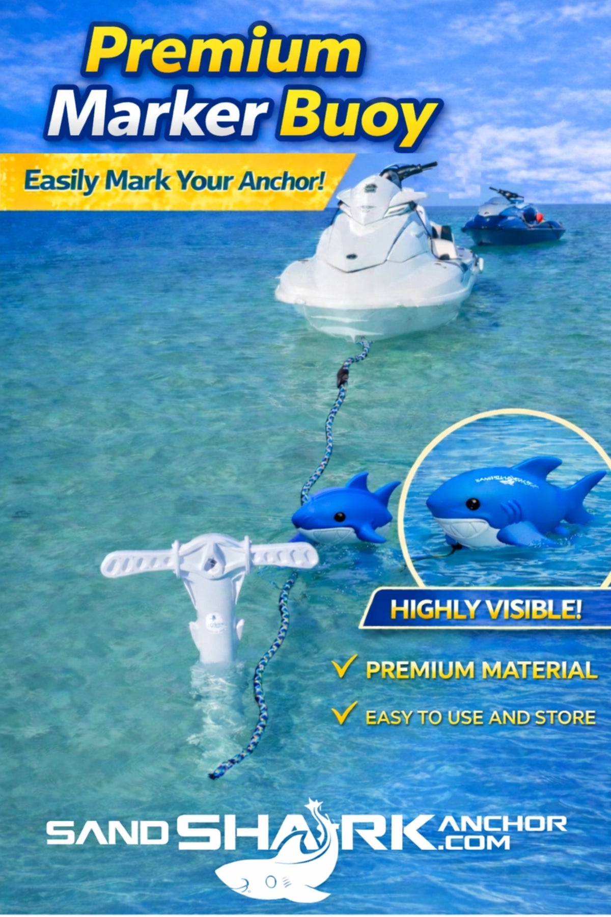 Shark-Shaped 2 Tone Floating Anchor Marker Buoy