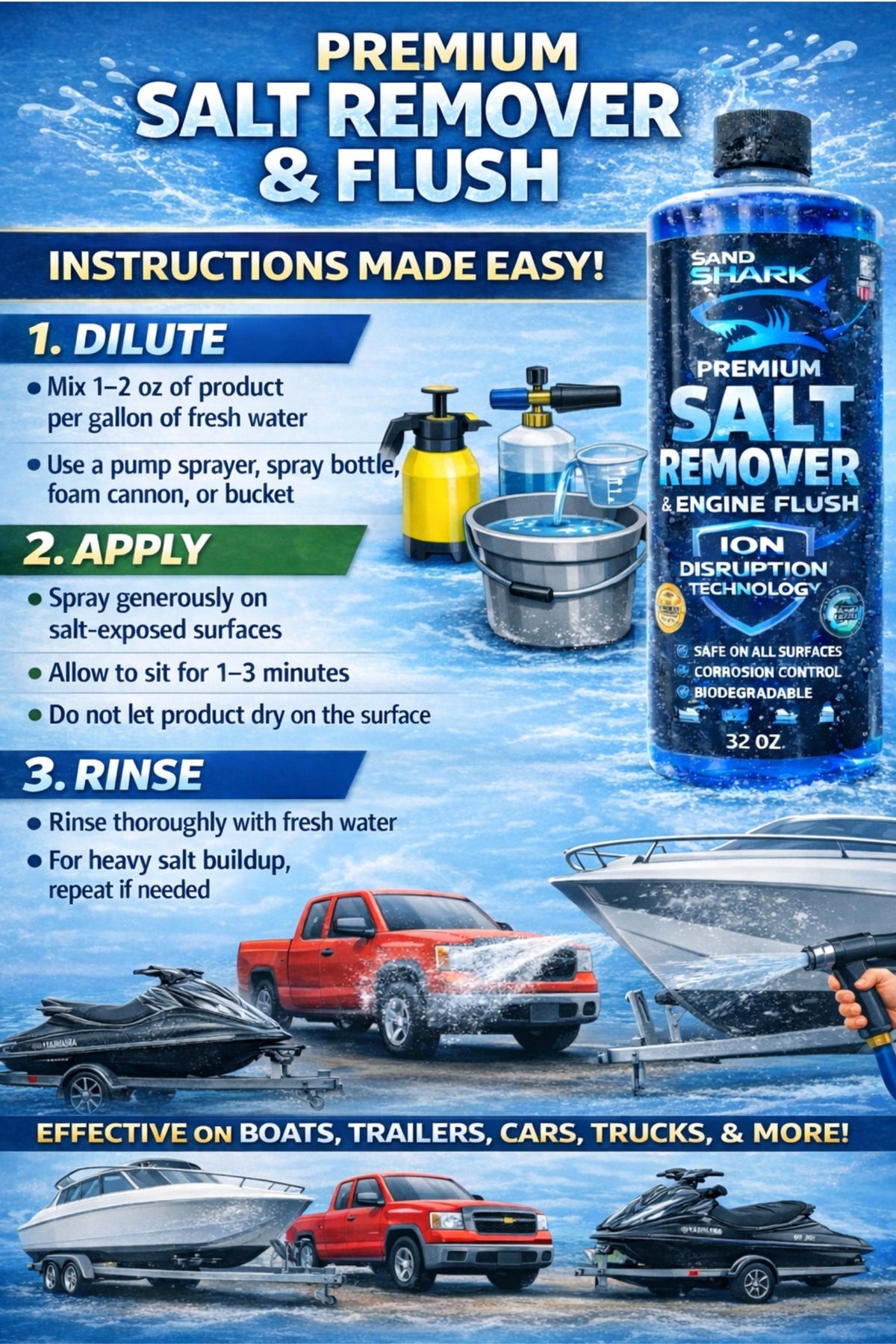 2-in-1 Boat Salt Wash &amp; Engine Flush Boat Cleaner - 32oz