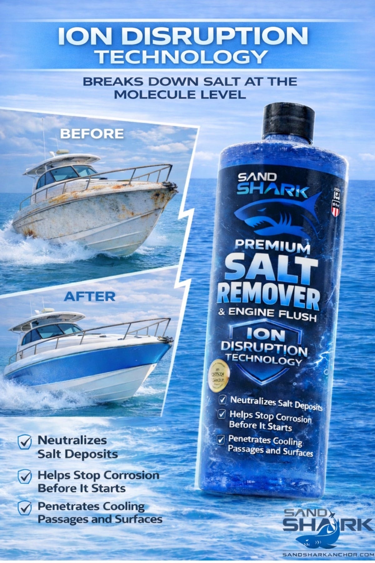 2-in-1 Boat Salt Wash &amp; Engine Flush Boat Cleaner - 32oz