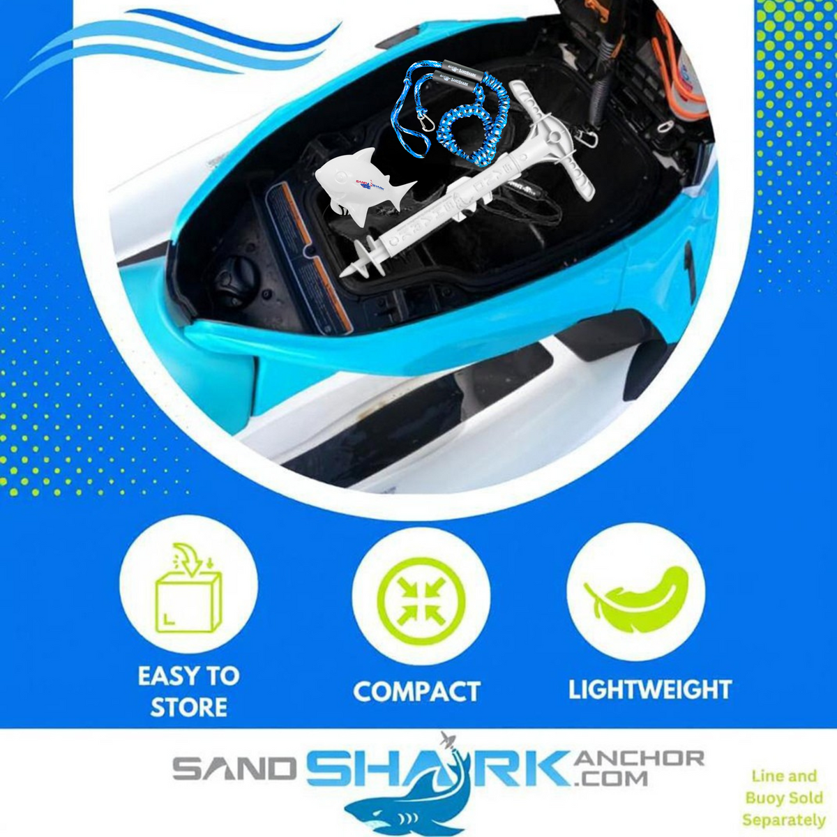 Sport Anchor - Shallow Water Anchor Pole for Boats and PWC. Easy Storage, High-Strength ABS (4&#39; tall)