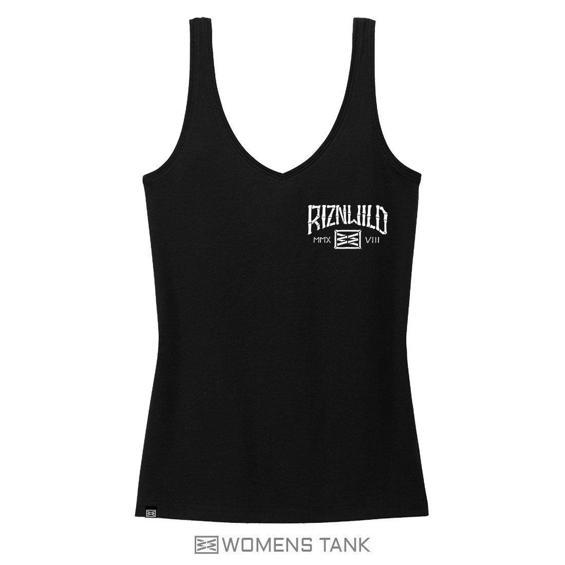 ON THE ROCKS WOMNES V-NECK TANK IN BLACK