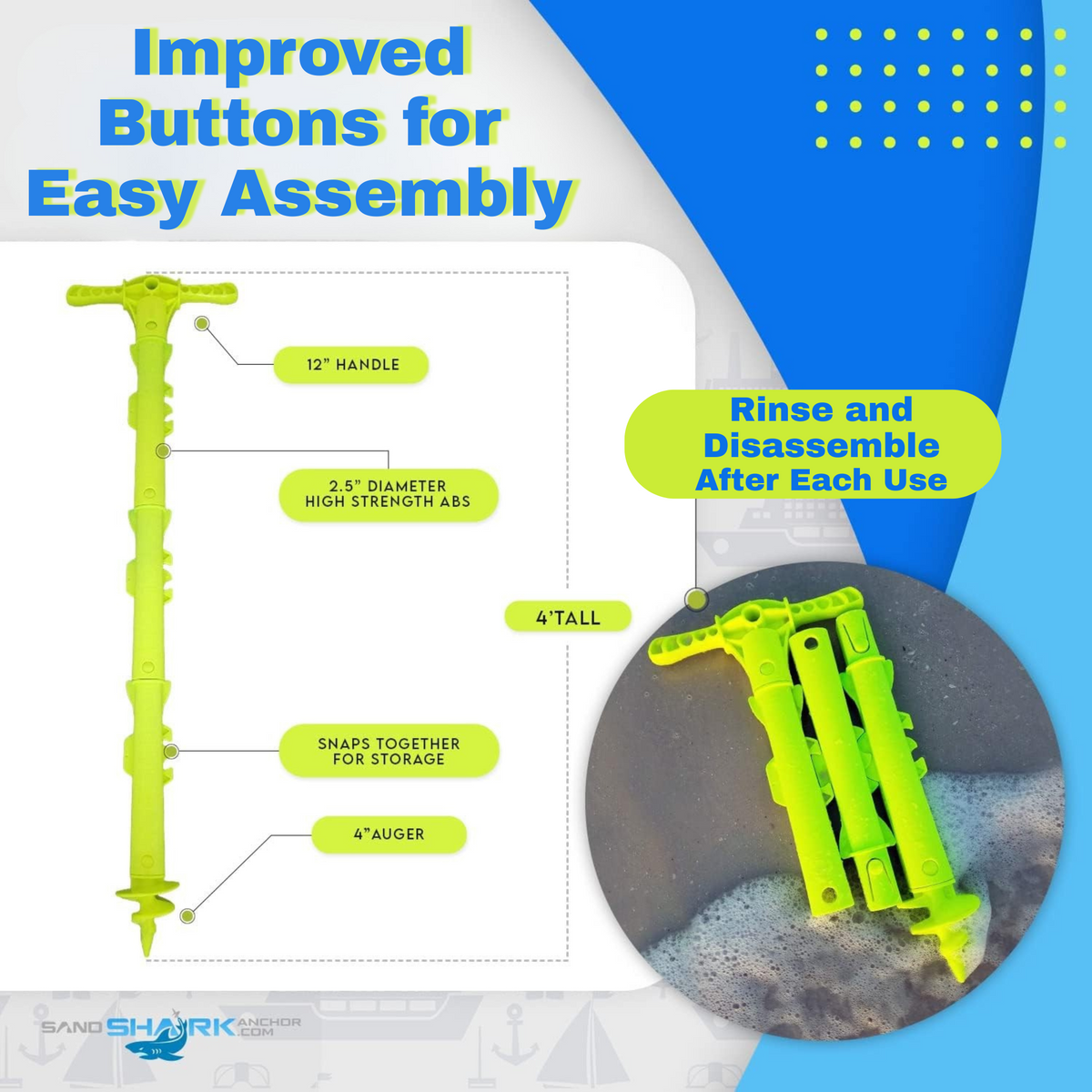 Sport Anchor - Shallow Water Anchor Pole for Boats and PWC. Easy Storage, High-Strength ABS (4&#39; tall)