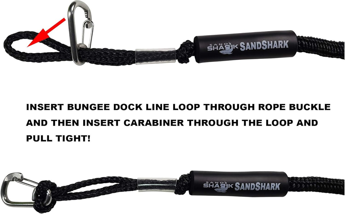 2PK SandShark Carabiner Clips 5/16&quot; (8mm) - Stainless Steel Clip for Boat Lines