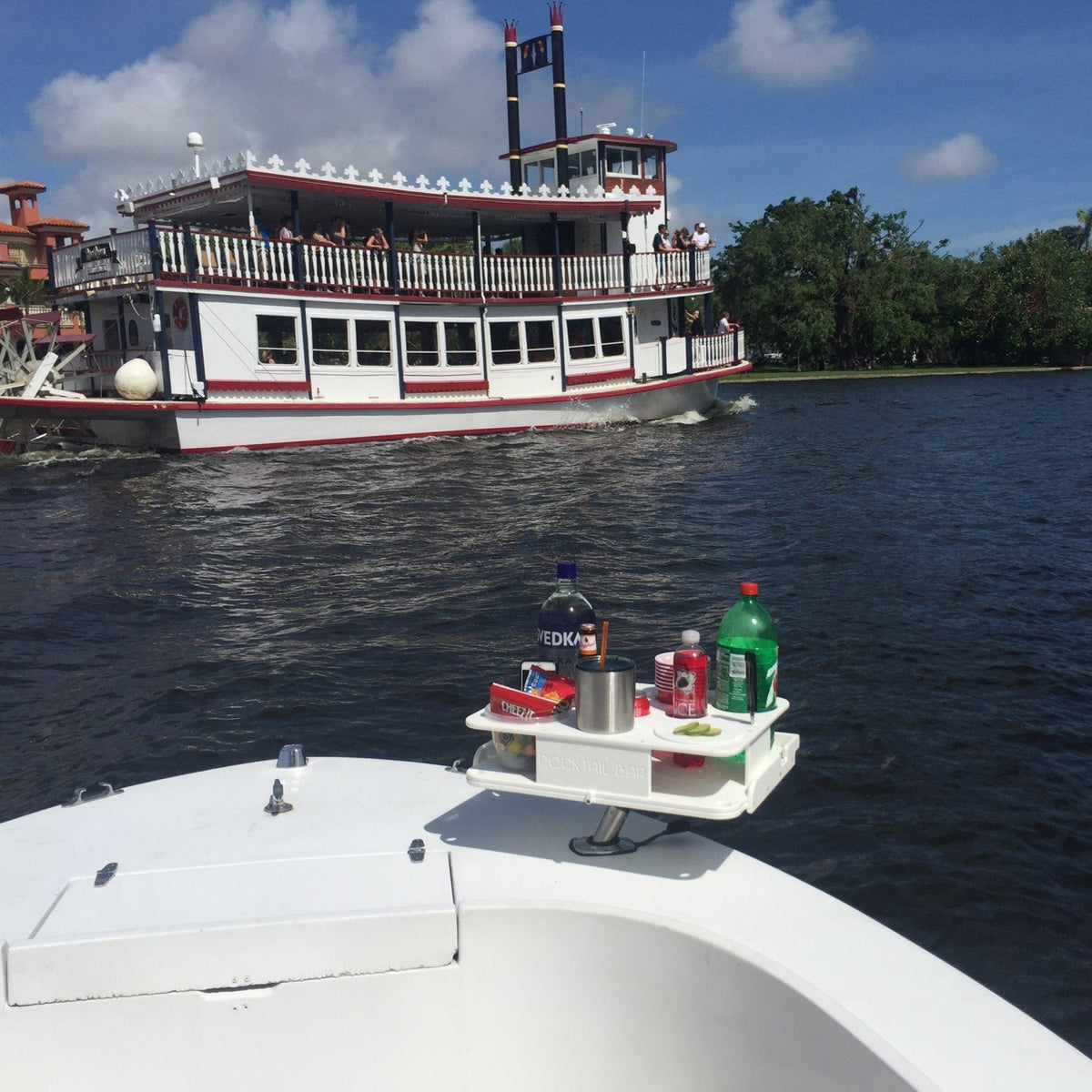 Docktail Boat Table Caddy with Adjustable Rod Holder Mount