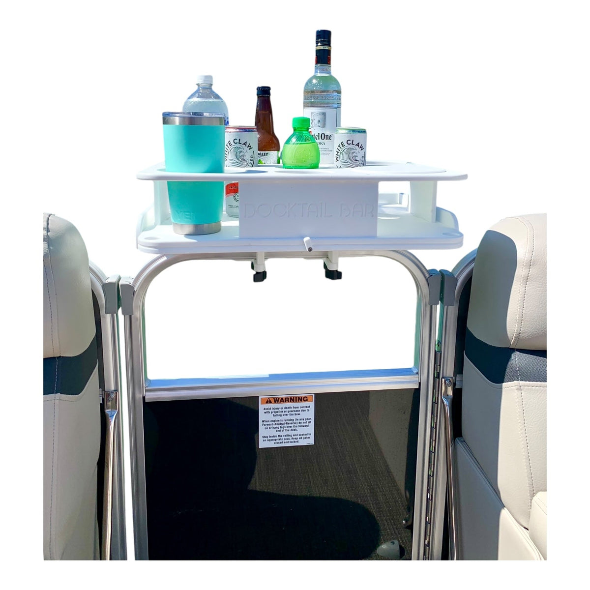 Docktail Boat Table Caddy with Pontoon Boat Rail Mount