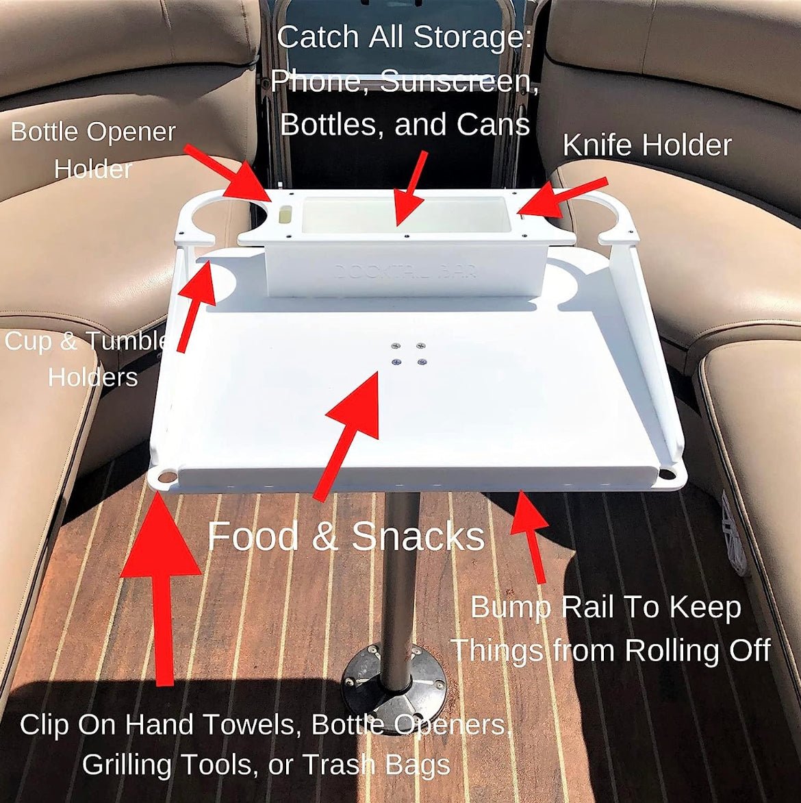 Docktail Boondocking Table - For Camping, RV's, Tailgating, Poolside, and Grill Prep