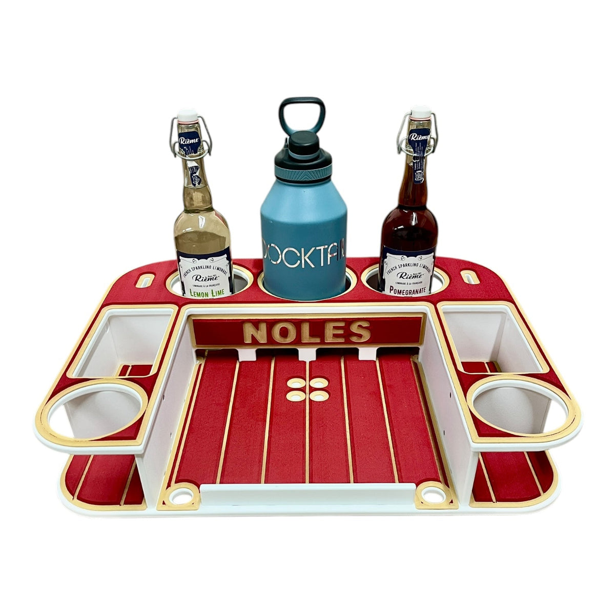 Docktail Butler Boat Table with Adjustable Rod Holder Mount