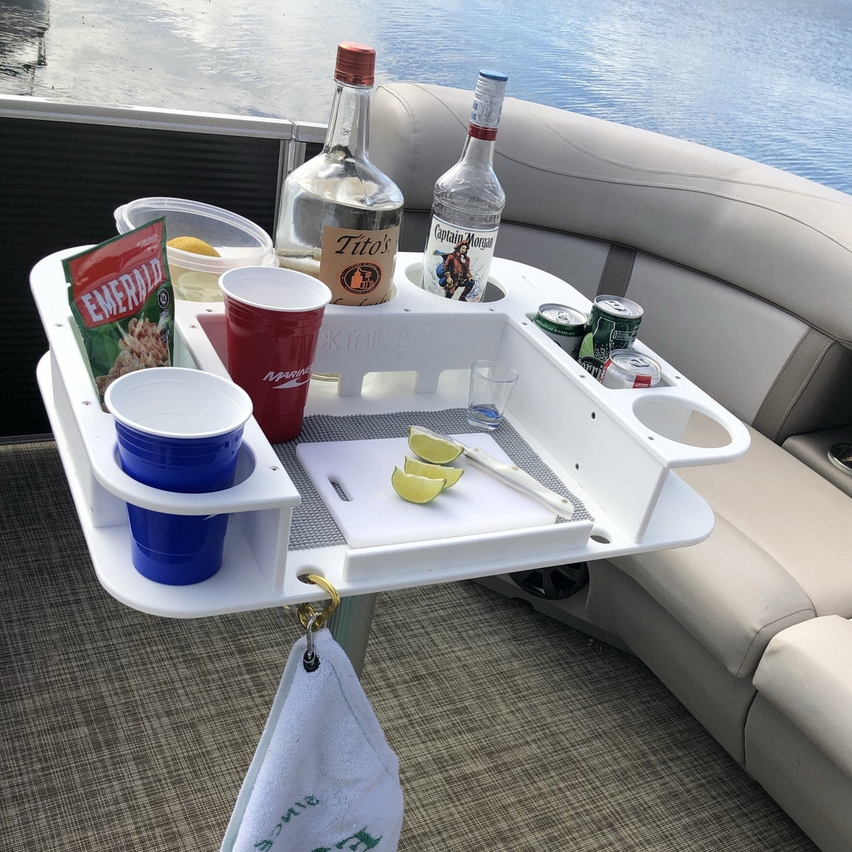 Docktail Butler Boat Table with Pedestal Table Attachment Options
