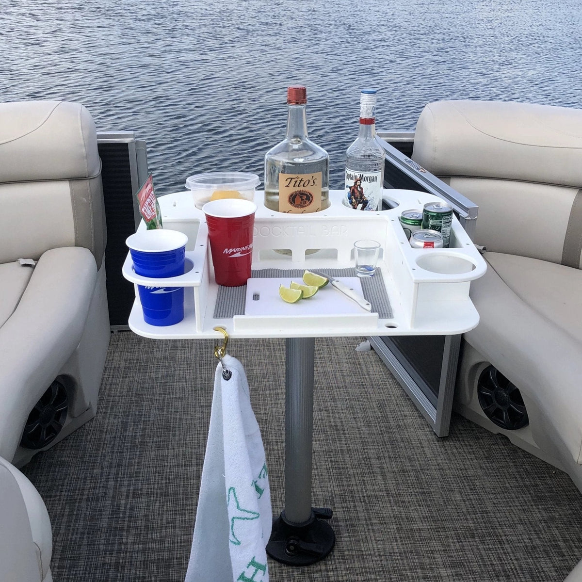 Docktail Butler Boat Table with Pedestal Table Attachment Options