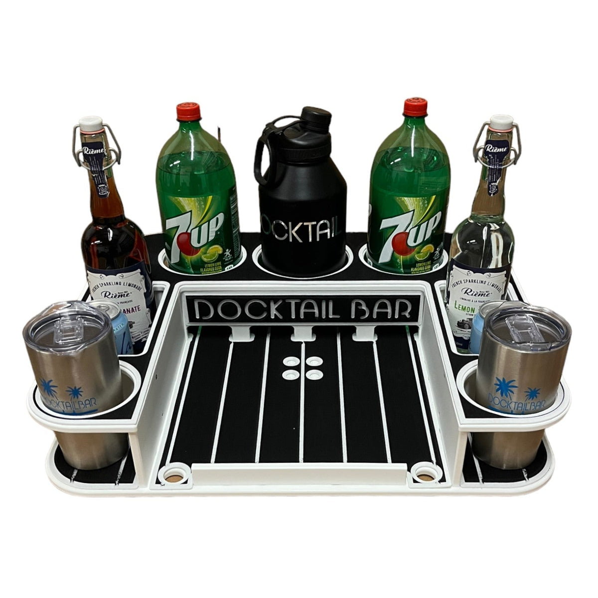 Docktail Butler Boat Table with Pontoon Boat Rail Mount