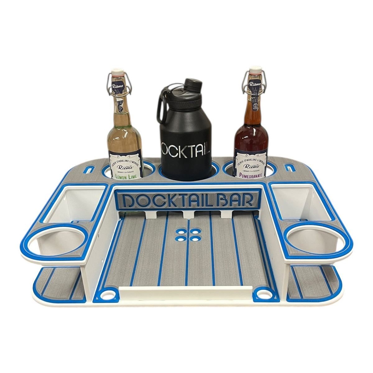 Docktail Butler Boat Table with Adjustable Rod Holder Mount