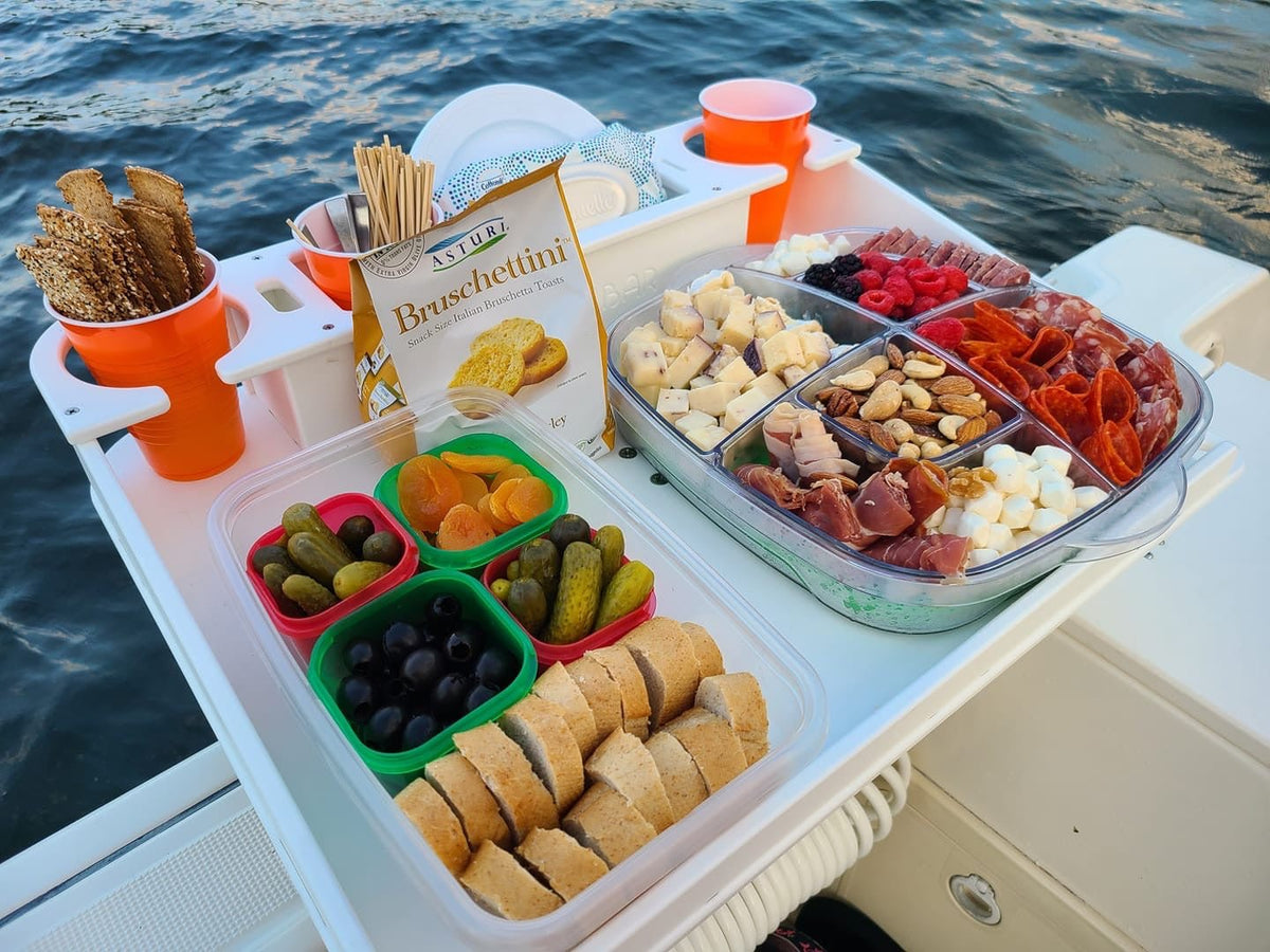 Docktail Utility Boat Table Accessory with Adjustable Rod Holder Mount