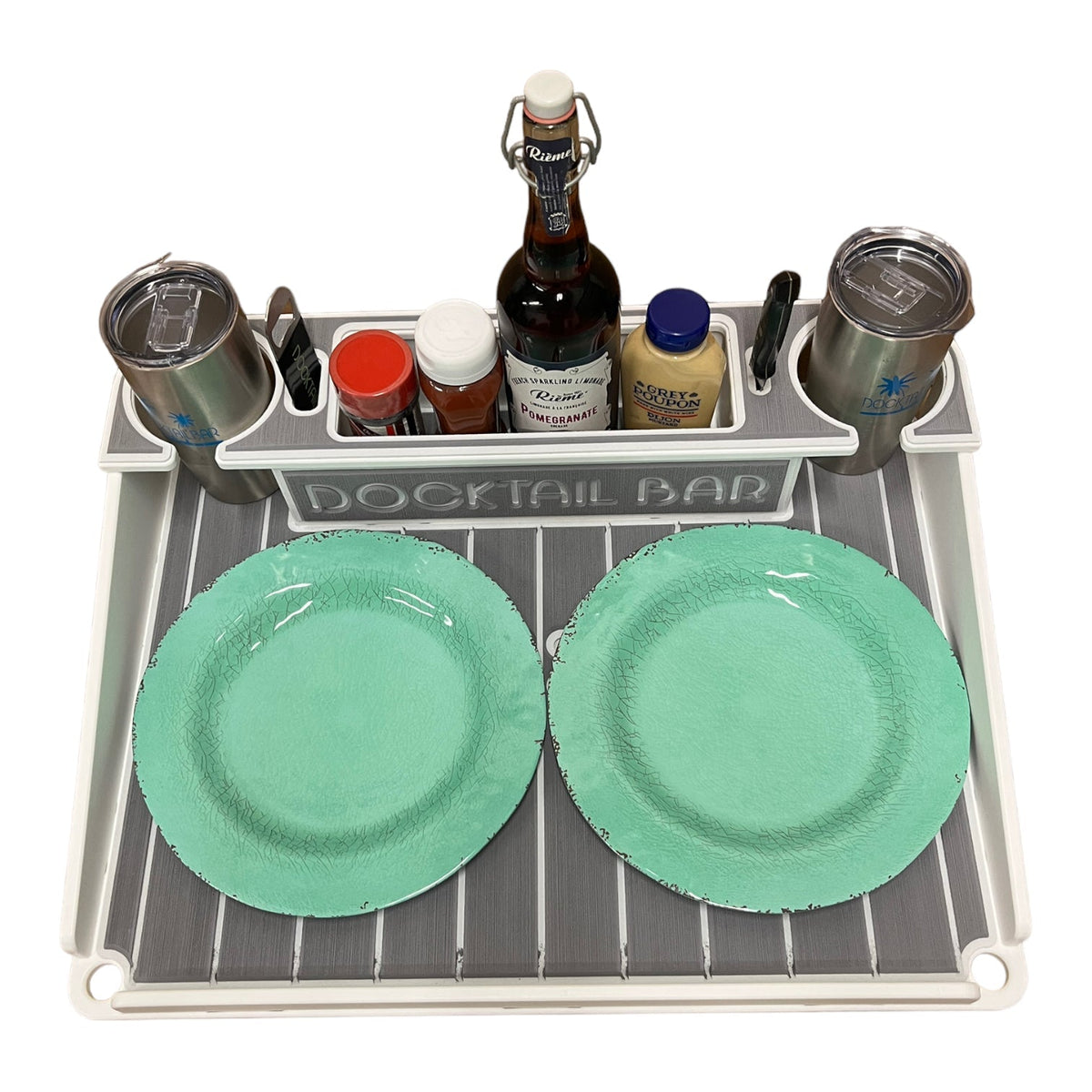 Docktail Utility Boat Table Accessory with Adjustable Rod Holder Mount