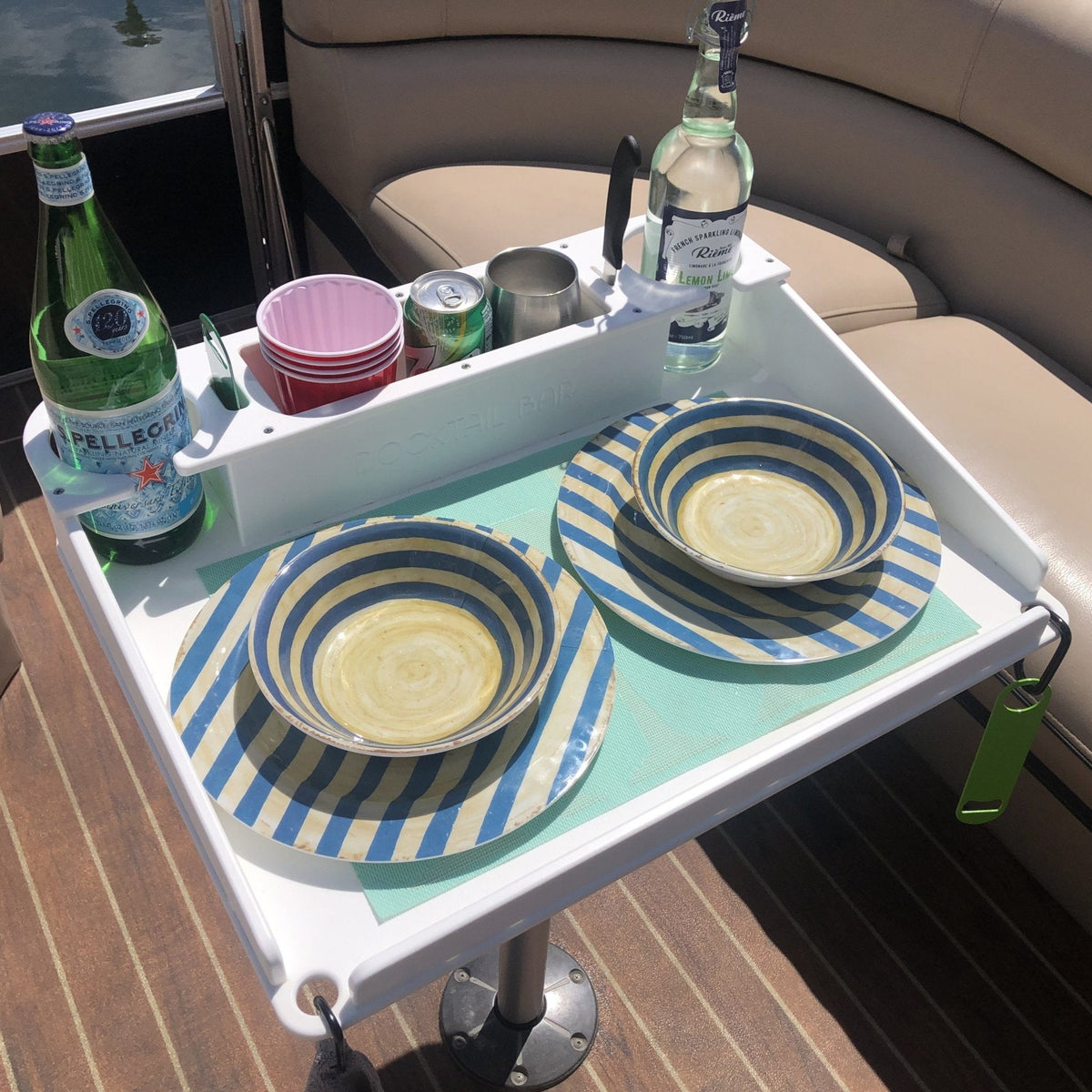 Docktail Utility Boat Table with Pedestal Table Attachment Options
