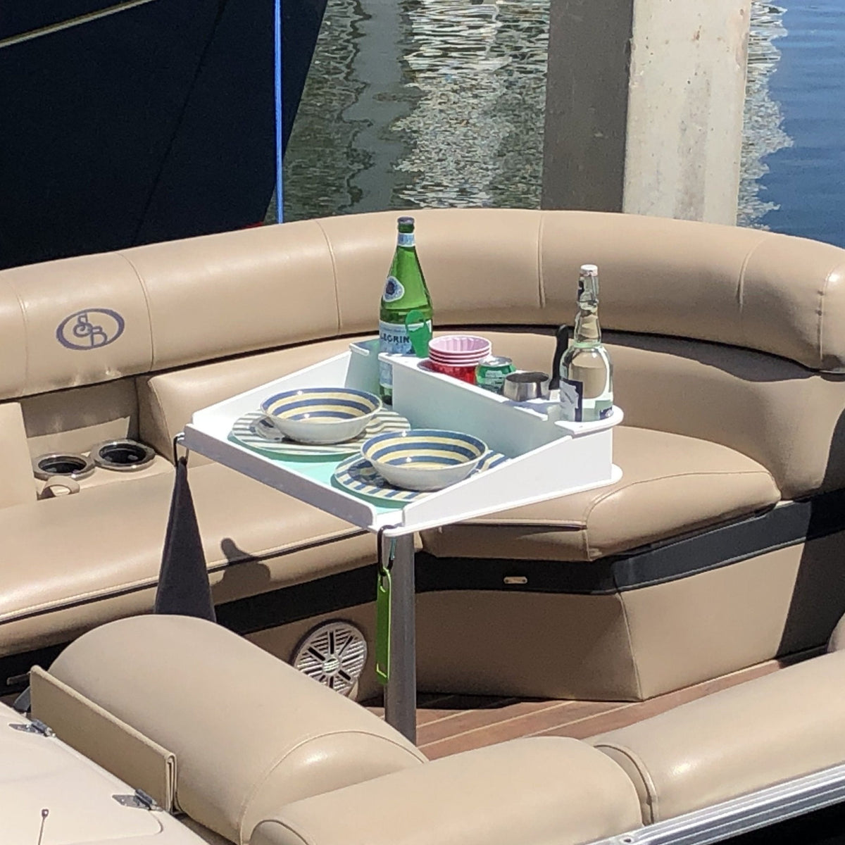 Docktail Utility Boat Table with Pedestal Table Attachment Options