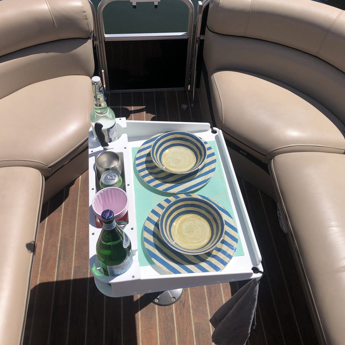 Docktail Utility Boat Table with Pedestal Table Attachment Options