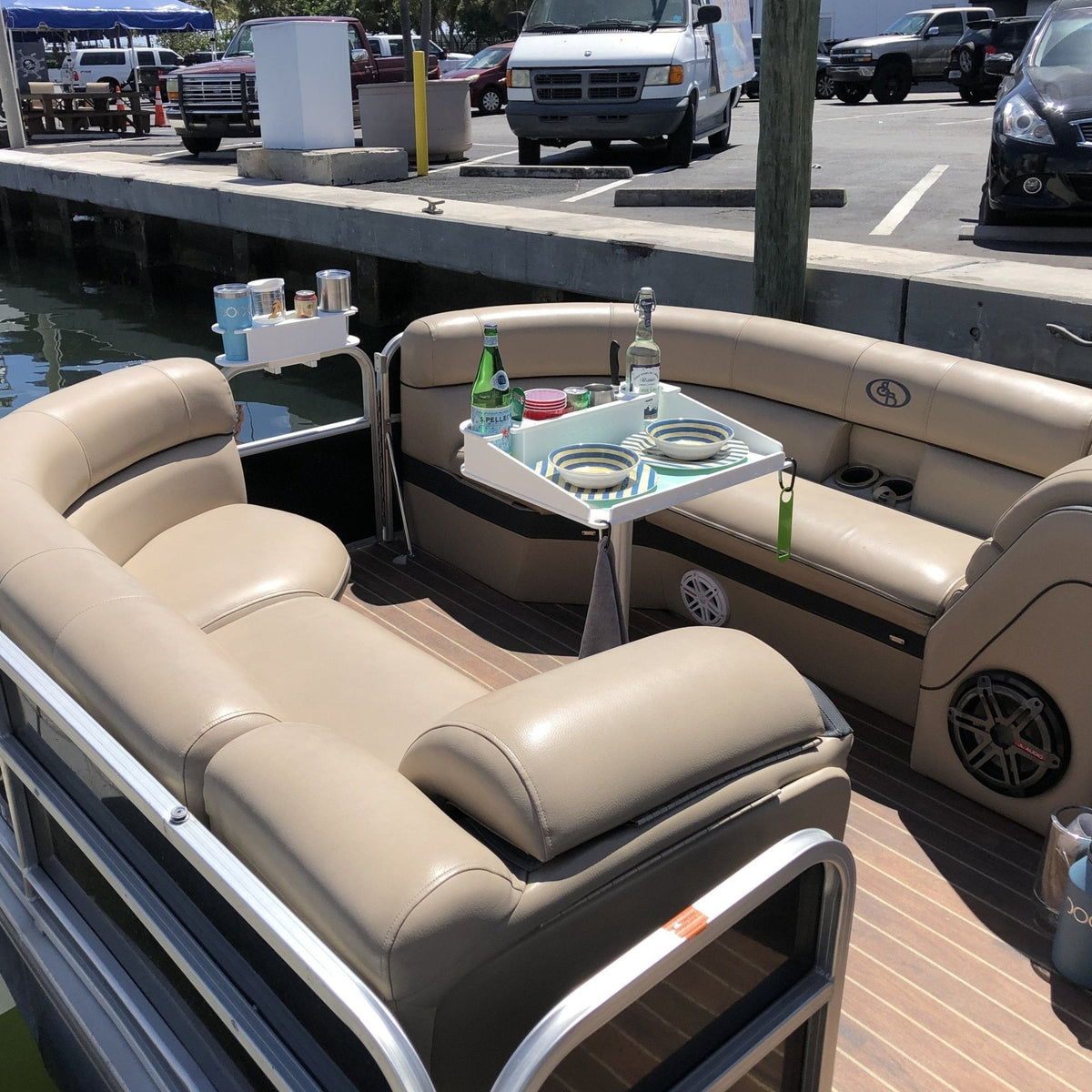 Docktail Utility Boat Table with Pedestal Table Attachment Options