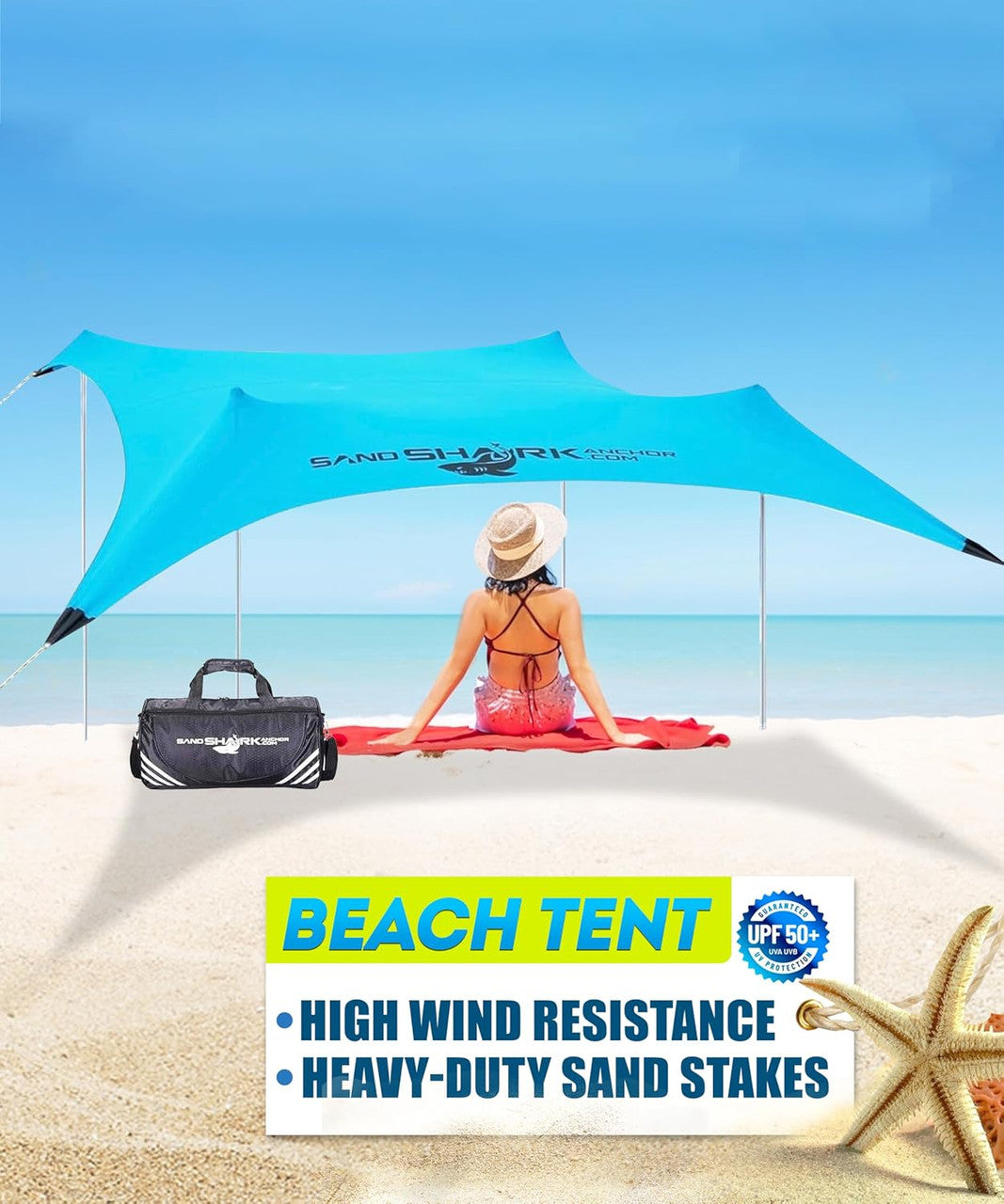 Large Pop Up Beach Tent for Outdoors: Water-Resistant, Portable Sunshade, Fits in a duffle bag.