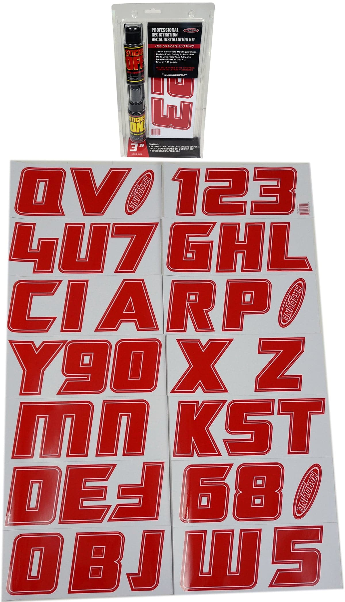 Hardline Professional Registration Decal Installation Kit 900 Series-Red