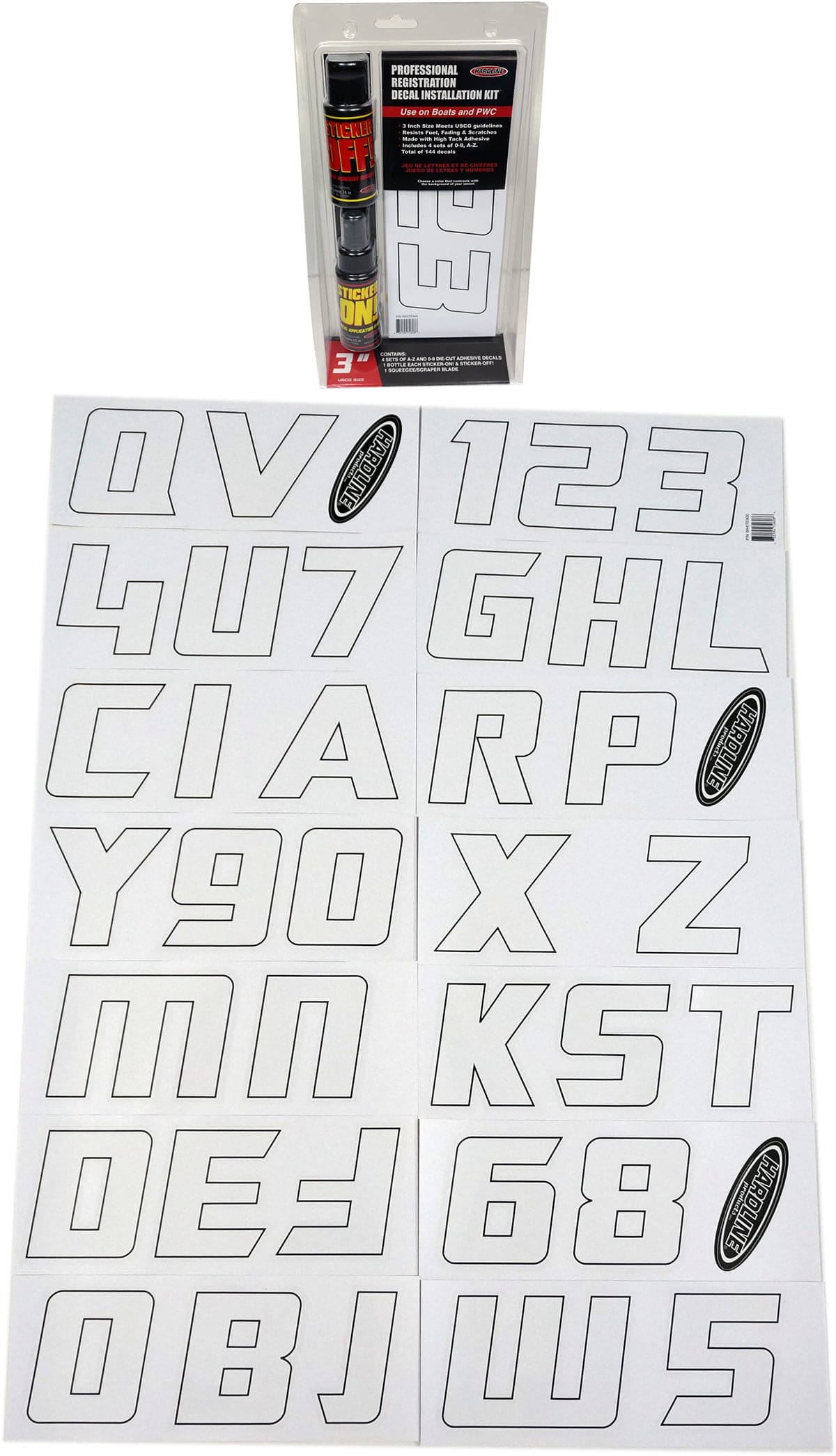 Hardline Professional Registration Decal Installation Kit 900 Series-White