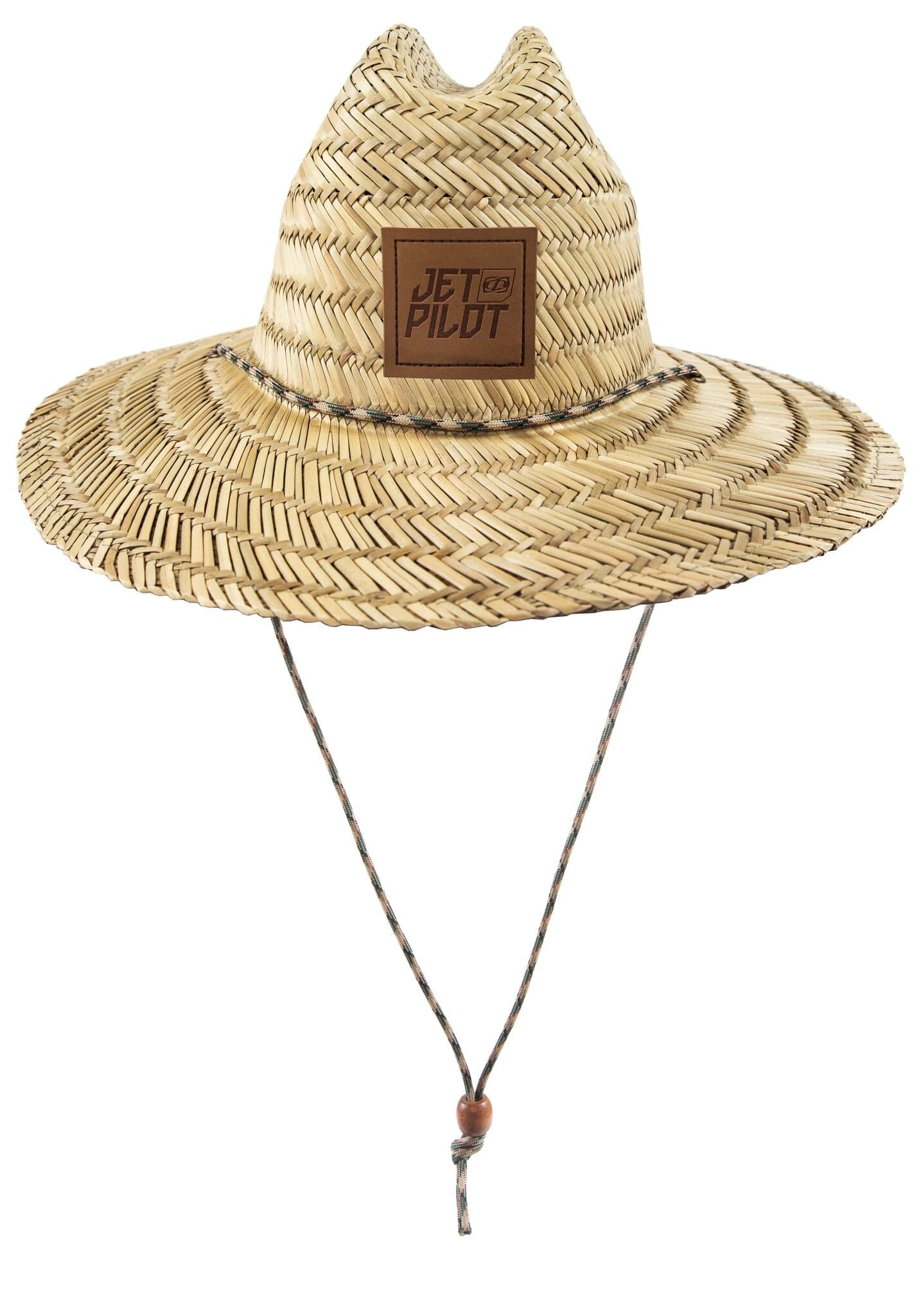 JetPilot Baja Sun Hat (Straw Hat, Brown Logo)
